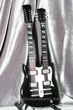 Сувенирная мини-гитара Gibson double neck black