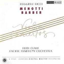 RUGGIERO RICCI Menotti / Barber: Violin Concertos Фирменный CD 