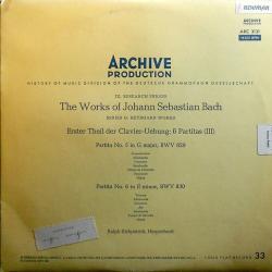 Bach, Ralph Kirkpatrick Erster Theil Der Clavier-Uebung: 6 Partiten (III) - Nr. 5 G-dur, BWV 829 / Nr. 6 E-moll, BWV 830 Виниловая пластинка 