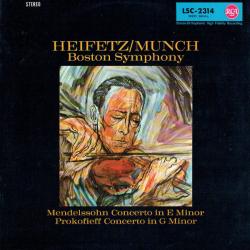 Heifetz, Munch Mendelssohn - Concerto In E Minor, Prokofieff - Concerto In G Minor Виниловая пластинка Heifetz, Munch Mendelssohn - Concerto In E Minor, Prokofieff - Concerto In G Minor Виниловая пластинка