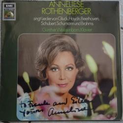 Anneliese Rothenberger   Günther Weissenborn Singt Lieder Von Gluck, Haydn, Beethoven, Schubert, Schumann Und Brahms Виниловая пластинка 