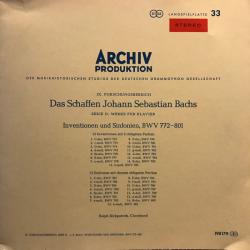 BACH   RALPH KIRKPATRICK Inventionen Und Sinfonien, BWV 772-801 Виниловая пластинка 